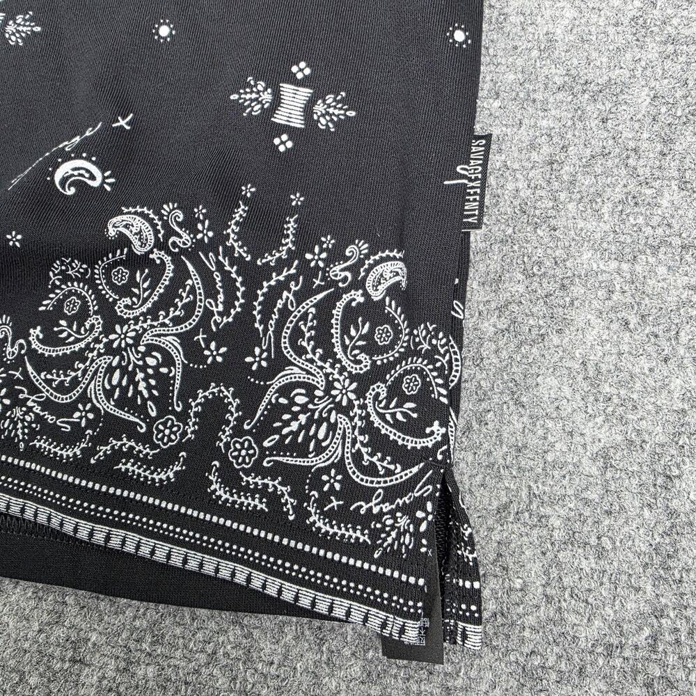 Savage X Fenty Shirt Womens 4X Black Bandana Paisley Long Sleeve Polo Top - Picture 13 of 16